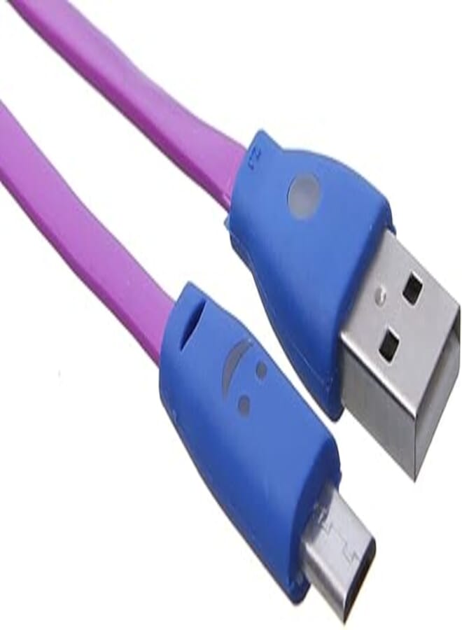 micro USB Cable With Smiley Design and Indicator Light - Purple